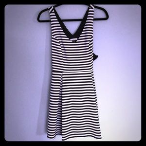 Black and white striped Crepe dress.